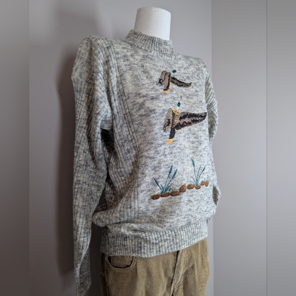 Vintage Duck Sweater | Nautical Heritage Knit Outdoorsy Preppy Size L - Picture 5 of 9